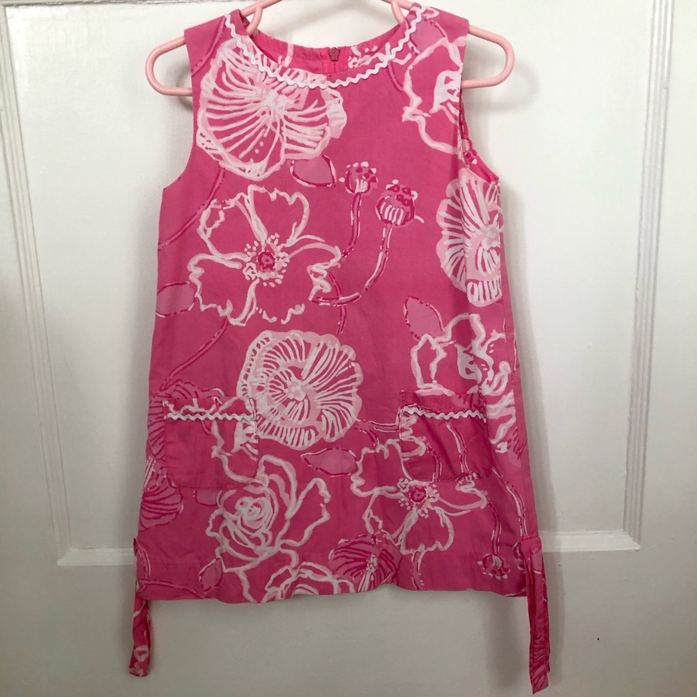 Lily Pulitzer Hotty Pink Dahlia girls shift dress VGUC👗